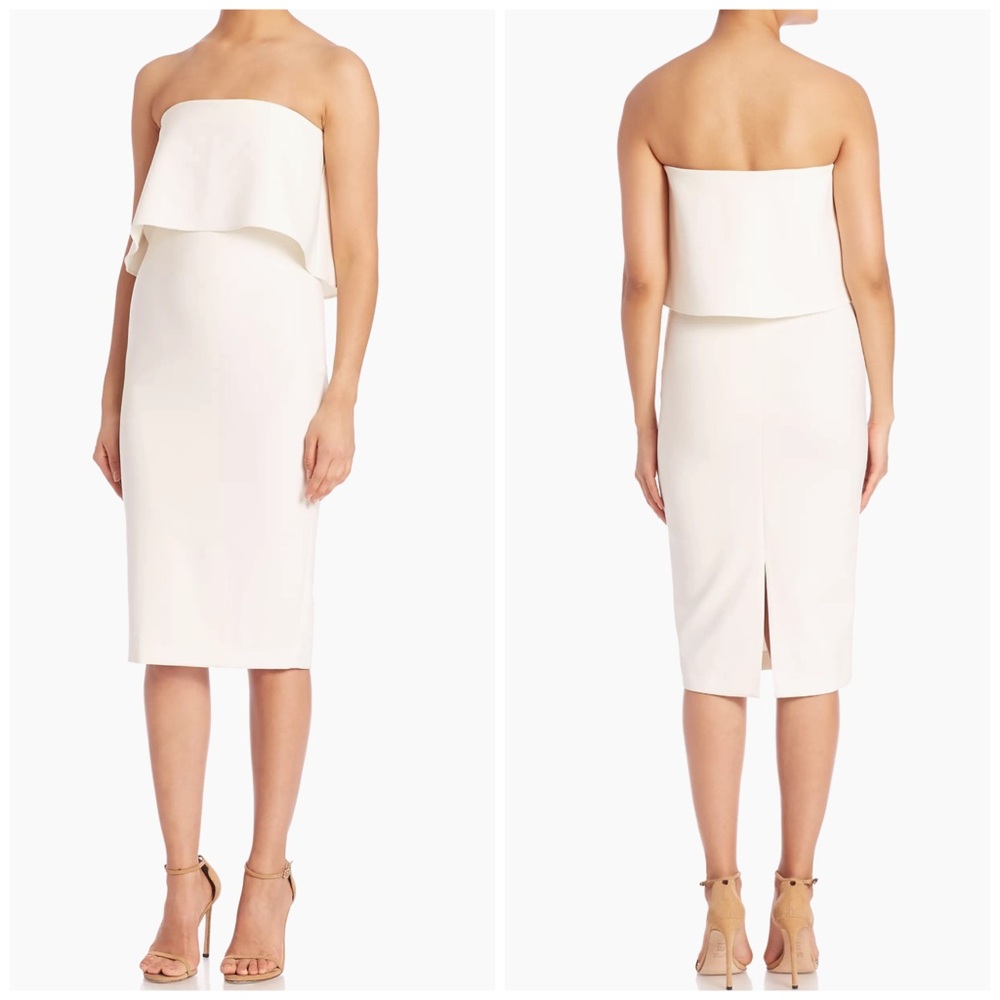Likely Driggs Strapless Mini Dress Bodycon White Wedding Bridesmaids Size 6